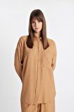 DeFacto Relax Fit Krinkıl Kumaş Uzun Kollu Tesettür Gömlek Tunik C6482AX24SMBN153