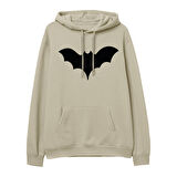 Bat   Baskılı Krem Hoodie