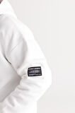 Erkek Beyaz Oversize Fit Bol Kesim Kapüşonlu Içi Polarlı 3 Iplik Pamuklu Sweatshirt