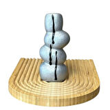 Uretti - Ayşe 7362 4706 El Yapımı Gri Taş Motifli Dekoratif Biblo / Vazo - 18 x 9 Cm