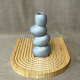 Uretti - Ayşe 7362 4706 El Yapımı Gri Taş Motifli Dekoratif Biblo / Vazo - 18 x 9 Cm