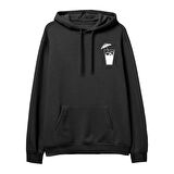 Cocktail  Baskılı Siyah Hoodie