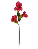 Yapay Çiçek Pembe Koyu Manolya Islak Doku 3 Kafalı Uzun Dal Çiçek Flowers 95cm
