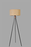 FISCO TRİPOD SİYAH LAMBADER SİLİNDİR HASIR RATTAN ABAJURLU