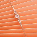 925 Ayar Gümüş Zirkon Taşlı Kare Bileklik Rose