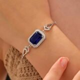 925 Ayar Gümüş Zirkon Taşlı Damla Motifli Bileklik Silver