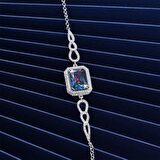 925 Ayar Gümüş Zirkon Taşlı Damla Motifli Gümüş Bileklik Silver