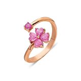 925 Ayar Gümüş Ayarlanabilir Yonca Motifli Yüzük - Rose Gold