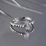 925 Ayar Ayarlanabilir Gümüş Baget Yüzük Silver