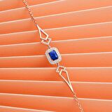 925 Ayar Gümüş Zirkon Taşlı Şık Bileklik Rose