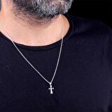 925 Ayar Gümüş Haç Sembollü Küçük Boy Erkek Kolye