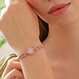 925 Ayar Zirkon Taşlı Gümüş Bileklik Rose