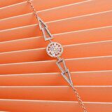 925 Ayar Zirkon Taşlı Gümüş Bileklik Rose