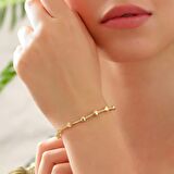 925 Ayar Gümüş Kalpli Suyolu Bileklik Altın Kaplama