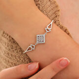 925 Ayar Gümüş Zirkon Taşı Süslemeli Şık Bileklik Silver