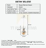 TT007-1 MBY TT Aydınlatma Mermer Desen Tekli Beyaz Lüks Avize