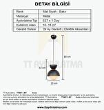 TT007-1-SY TT Aydınlatma Mat Siyah Tekli Lüks Avize