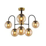 TT011-6 ESK TT Aydınlatma Eskitme Rengi Kaplama 6 lı Bal Camlı Lüks Avize