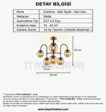 TT011-6 ESK TT Aydınlatma Eskitme Rengi Kaplama 6 lı Bal Camlı Lüks Avize