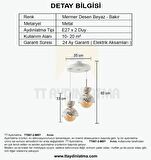 TT007-2 MBY TT Aydınlatma Mermer Desen 2 li Beyaz Lüks Avize
