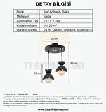 TT007-2 ANT TT Aydınlatma Mat Antrasit 2 li Lüks Avize