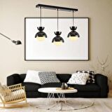 TT007-3Y MSY TT Aydınlatma Mermer Desen 3 lü Yuvarlak Siyah Lüks Avize