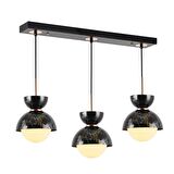 TT007-3S MSY TT Aydınlatma Mermer Desen 3 lü Sıralı Siyah Lüks Avize