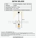 TT014-1 ESK TT Aydınlatma Eskitme Kaplama - Siyah Bal Camlı Tekli Avize