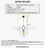TT014-1 SY TT Aydınlatma Mat Siyah - Bakır Bal Camlı Tekli Avize