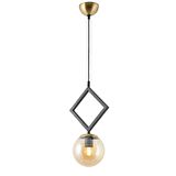 TT015-1 SY TT Aydınlatma Mat Siyah - Eskitme Bal Camlı Tekli Avize