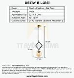 TT015-1 SY TT Aydınlatma Mat Siyah - Eskitme Bal Camlı Tekli Avize