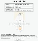 TT016-1 KR TT Aydınlatma Krom Kaplama Beyaz Camlı Tekli Avize