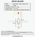 TT016-1 SY TT Aydınlatma Mat Siyah - Bakır Beyaz Camlı Tekli Avize