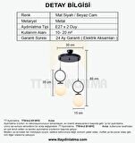 TT014-2 SY TT Aydınlatma Mat Siyah Beyaz Camlı 2 li Avize