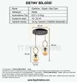 TT014-2 ESK TT Aydınlatma Eskitme Kaplama - Siyah Bal Camlı 2 li Avize