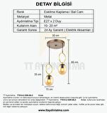 TT014-2 ESK TT Aydınlatma Eskitme Kaplama Bal Camlı 2 li Avize