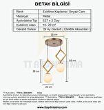 TT015-2 ESK TT Aydınlatma Eskitme Kaplama Beyaz Camlı 2 li Avize