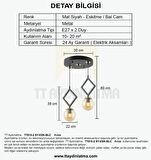 TT015-2 SY TT Aydınlatma Mat Siyah - Eskitme Bal Camlı 2 li Avize