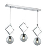 TT015-3S KR TT Aydınlatma Krom Kaplama Füme Camlı 3 lü Sıralı Avize