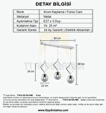 TT015-3S KR TT Aydınlatma Krom Kaplama Füme Camlı 3 lü Sıralı Avize