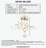 TT015-3Y ESK TT Aydınlatma Eskitme Kaplama Beyaz Camlı 3 lü Yuvarlak Avize