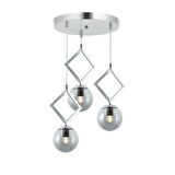 TT015-3Y KR TT Aydınlatma Krom Kaplama Füme Camlı 3 lü Yuvarlak Avize