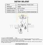 TT015-3Y KR TT Aydınlatma Krom Kaplama Füme Camlı 3 lü Yuvarlak Avize