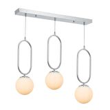 TT016-3S KR TT Aydınlatma Krom Kaplama Beyaz Camlı 3 lü Sıralı Avize