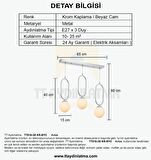 TT016-3S KR TT Aydınlatma Krom Kaplama Beyaz Camlı 3 lü Sıralı Avize