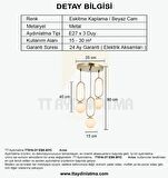 TT016-3Y ESK TT Aydınlatma Eskitme Kaplama Beyaz Camlı 3 lü Yuvarlak Avize