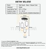 TT016-3Y SY TT Aydınlatma Mat Siyah - Bakır Beyaz Camlı 3 lü Yuvarlak Avize