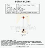 TT017-1-MBY TT Aydınlatma Mermer Desen Tekli Beyaz Avize