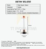 TT017-1-SY TT Aydınlatma Tekli Siyah Avize