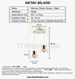 TT017-2-MBY TT Aydınlatma Mermer Desen 2 li Beyaz Avize